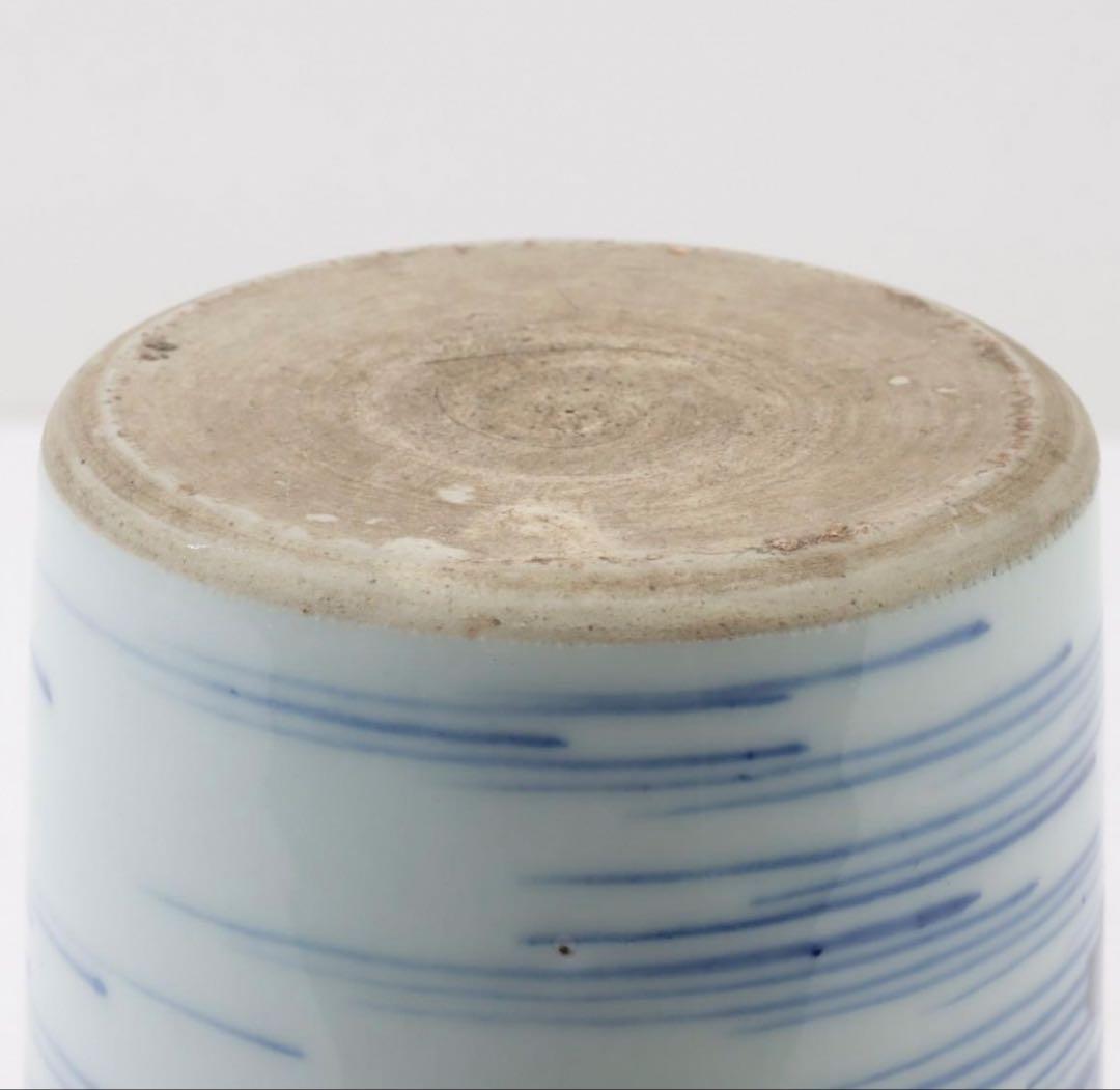 中国古美術品 清の早期 染付 青花風景筒瓶 H22.7×