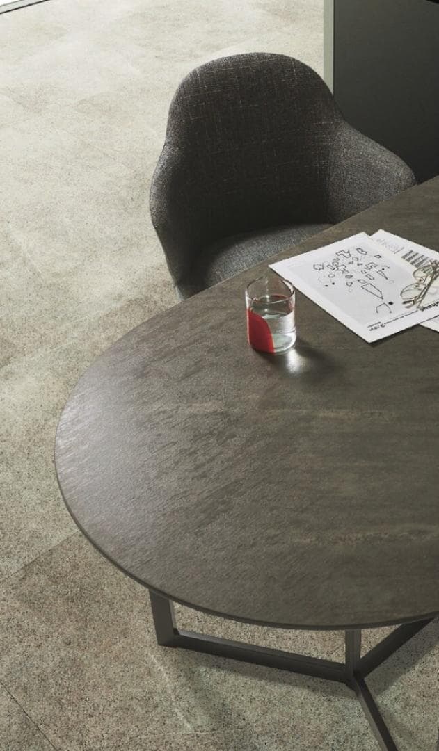 モデル展示 未使用品 半円状ダイニングテーブル1600 ストーン柄 CHERRY