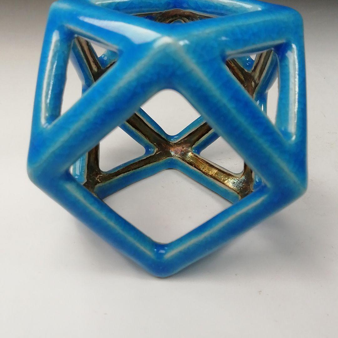 T752 蓋置 『浅黄交趾 銀彩切子』『平安 手塚桐鳳』 共箱 茶道具