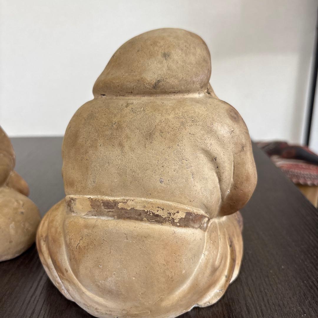 恵比寿 大黒天 像 置物 民芸品 陶器製 昭和レトロ 2体セット