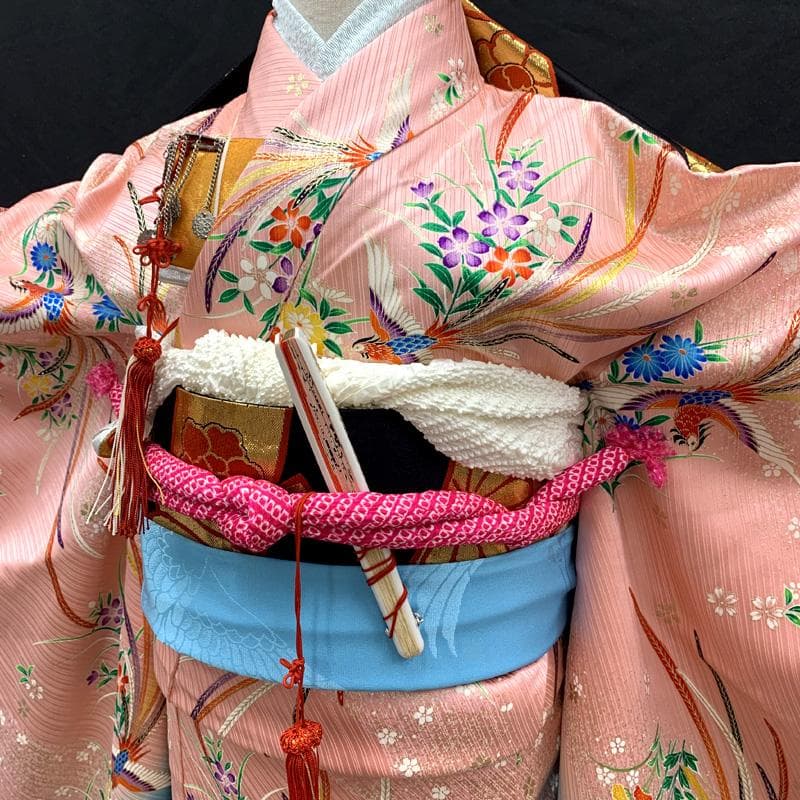 510ag69着物のみ□七五三 七歳 女児 着物 金彩 鳳凰 花□美品