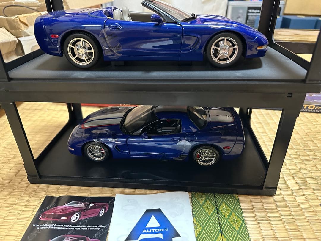 オートアート 1/18 シボレー コルベットC6  / 紺色 2台セットまとめて