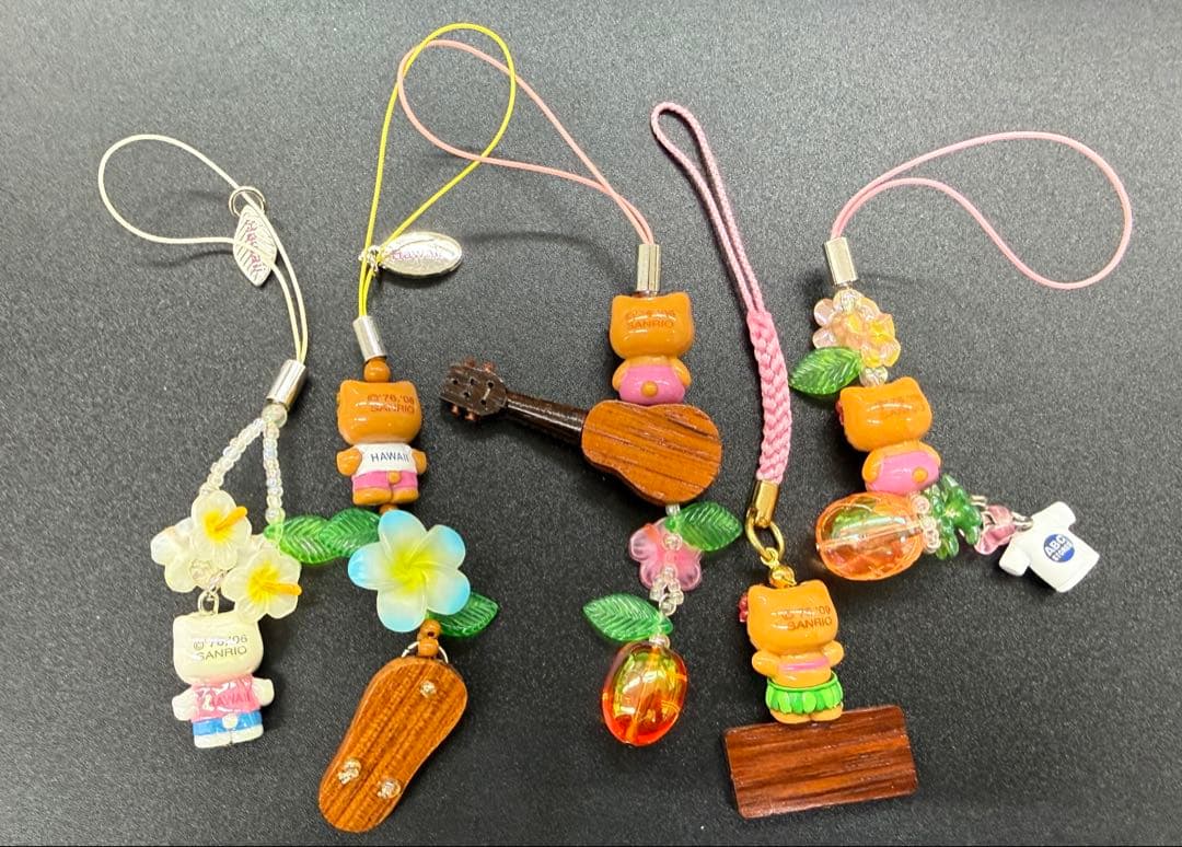 レアご当地　日焼けキテイ ギターkitty 根付けストラップ グアムハワイ