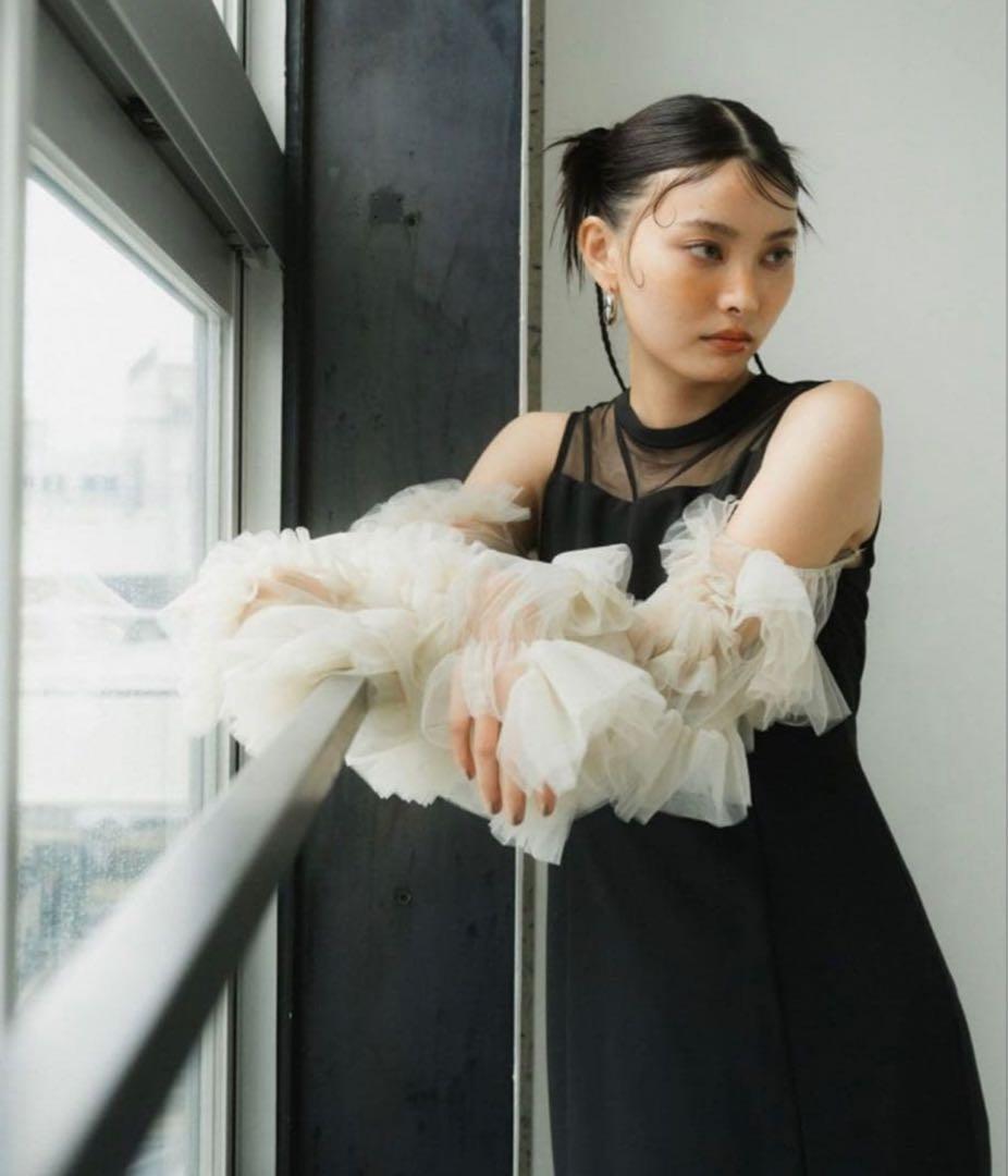 ANDRESD オケージョンドレス　袖チュール取り外し可能