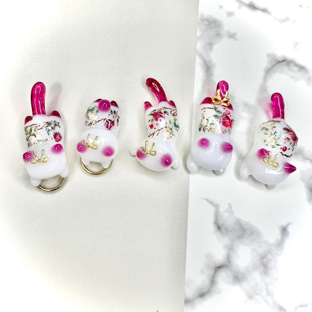 リクエスト専用　紫の花束　猫　5個セット