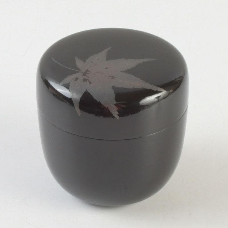 茶道具 漆匠 前端春斉作 黒一閑 雲錦 桜紅葉蒔絵 大棗 共