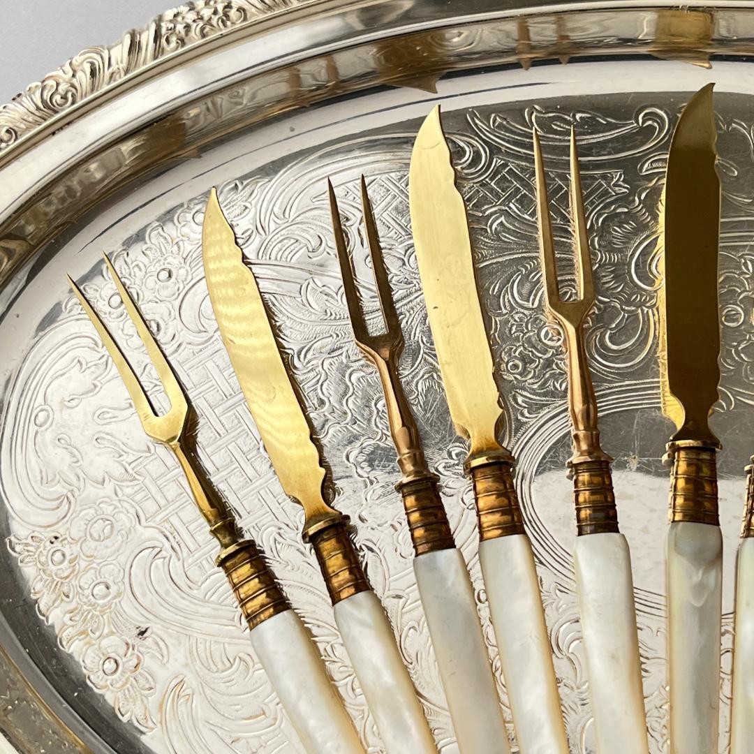 【仏蘭西】【白蝶貝】パストリーセット フォーク / ナイフ 12本