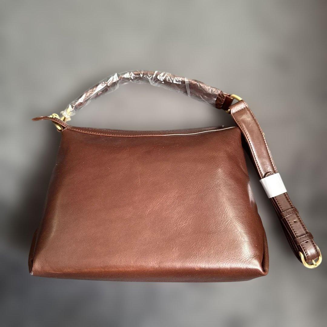 kitamura ブラウンレザー ショルダーバッグ