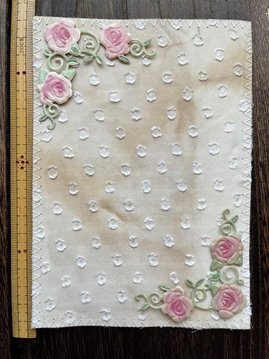 ジャンクジャーナル素材 薔薇【淡赤】 コーヒー染め エンボスペーパー