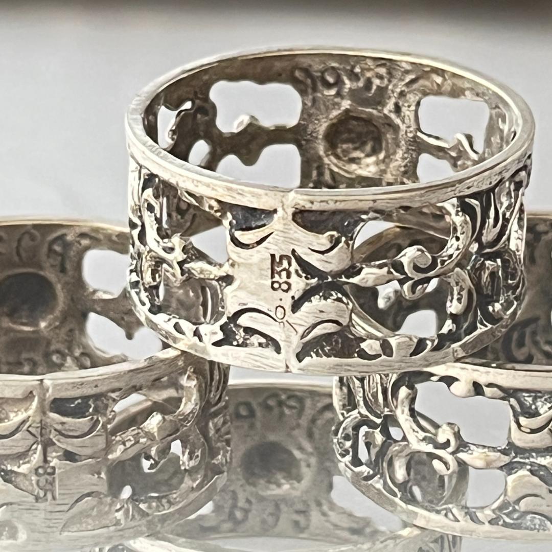 【ALBO】 薔薇のナプキンリング 6個【純銀】ヒルデスハイムローズ ケース