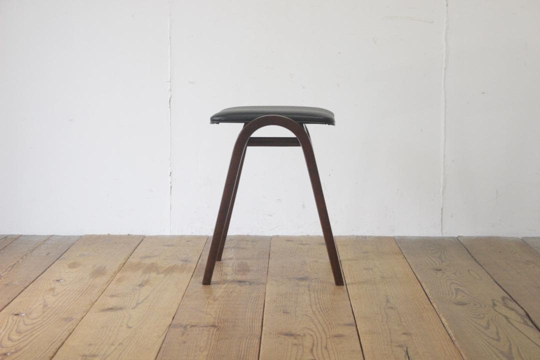 秋田木工 剣持勇 座面張り替え済み スツール No.202 レトロ 椅子 2
