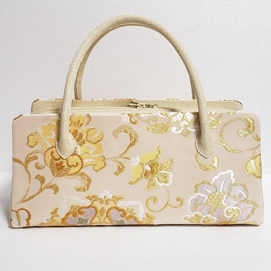 (3101)新品 正絹 利休バッグ 日本製 西陣織 帯地 和装用 あおりバッグ