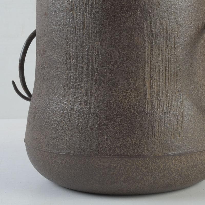 茶道具　釜師　根来茂昌作　刷毛目　風炉釜　胴〆釜　共箱　V　9701A