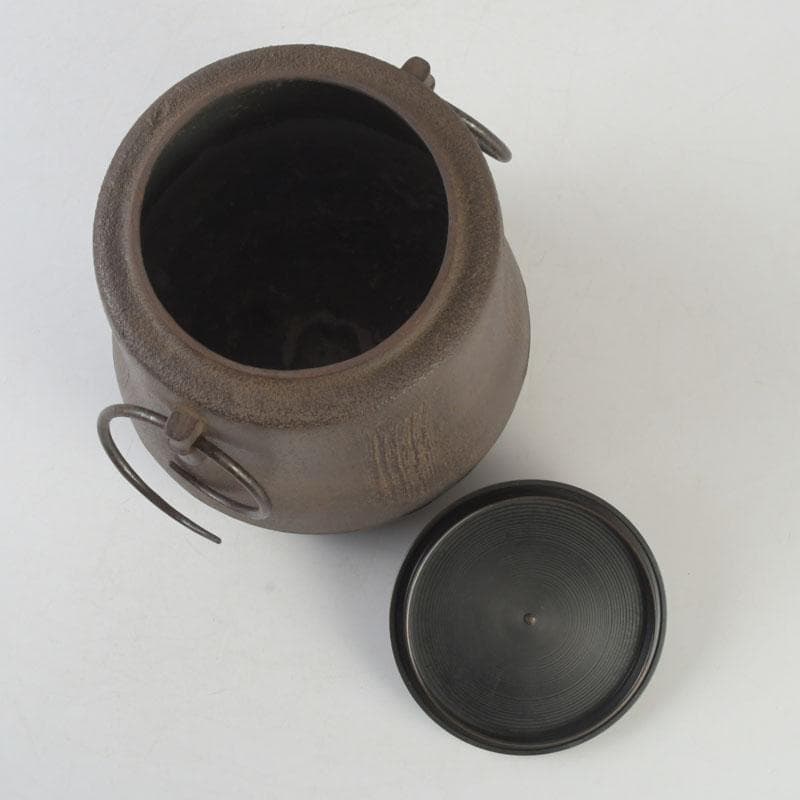 茶道具　釜師　根来茂昌作　刷毛目　風炉釜　胴〆釜　共箱　V　9701A