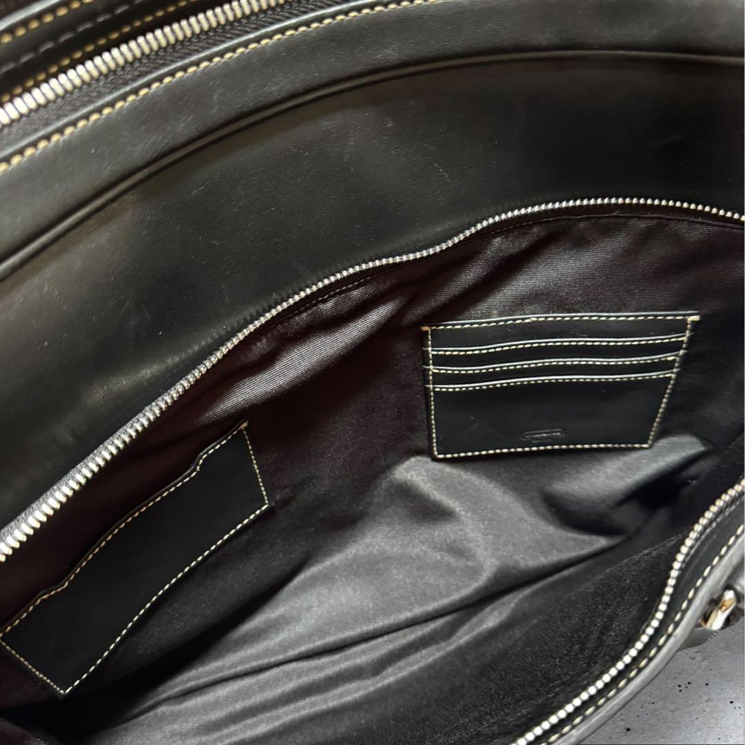 COACH コーチ 2way ブラック レザー ビジネスバッグ 肩掛け斜め掛け