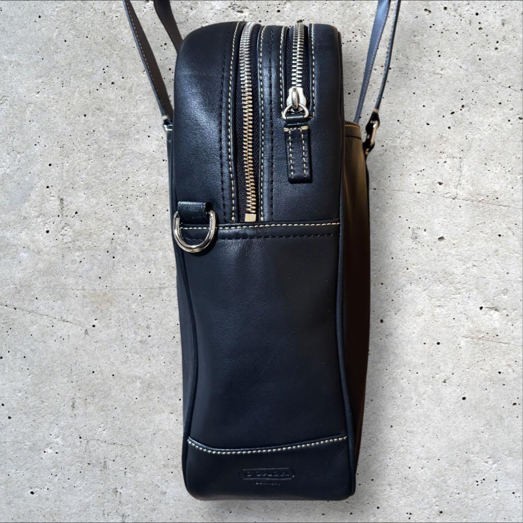 COACH コーチ 2way ブラック レザー ビジネスバッグ 肩掛け斜め掛け