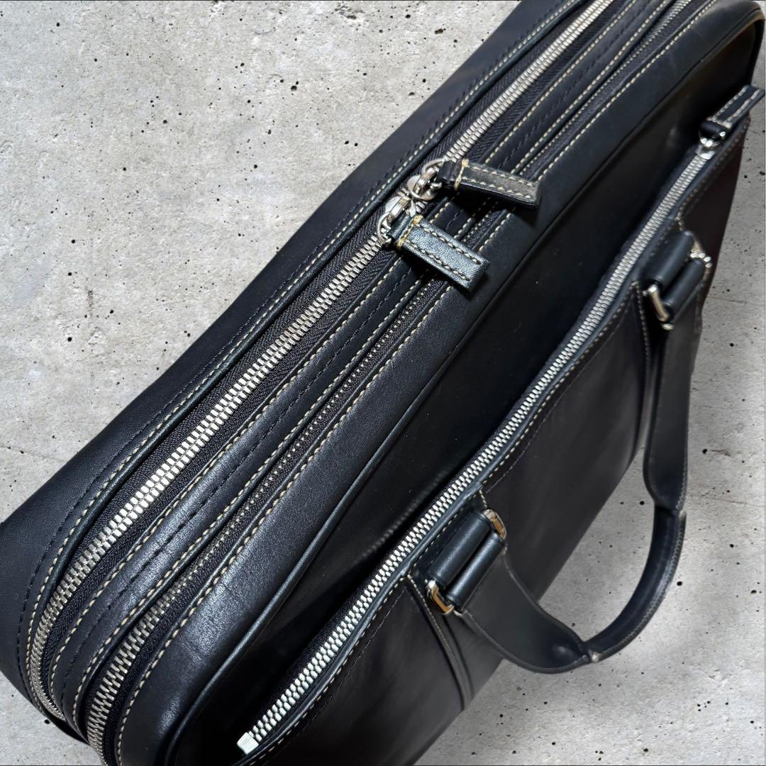 COACH コーチ 2way ブラック レザー ビジネスバッグ 肩掛け斜め掛け