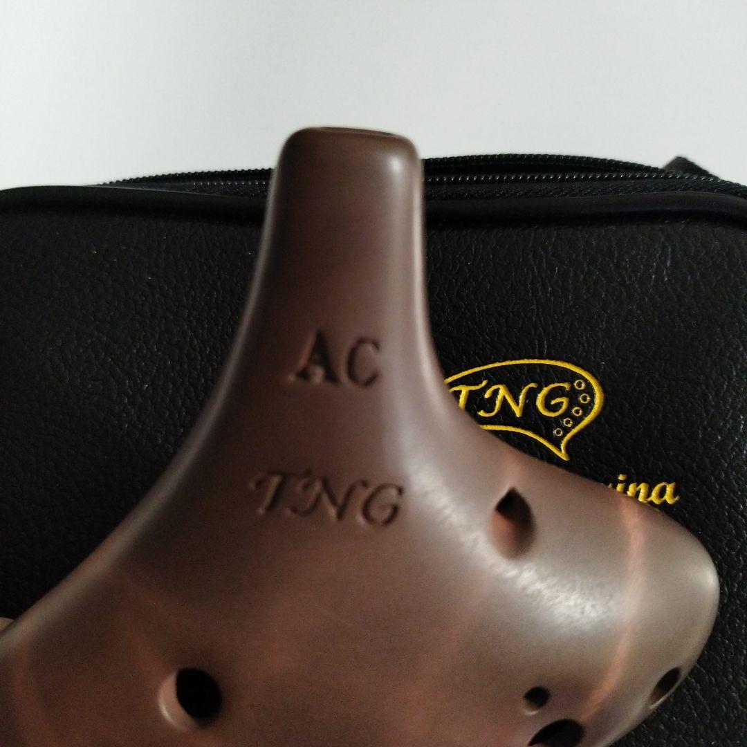 AC 12孔オカリナ ブラウン 収納ケース付き赤土