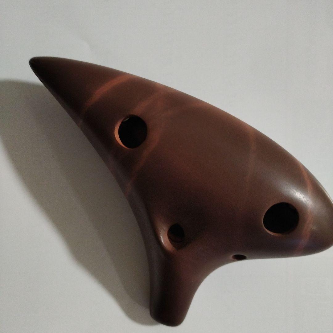 AC 12孔オカリナ ブラウン 収納ケース付き赤土