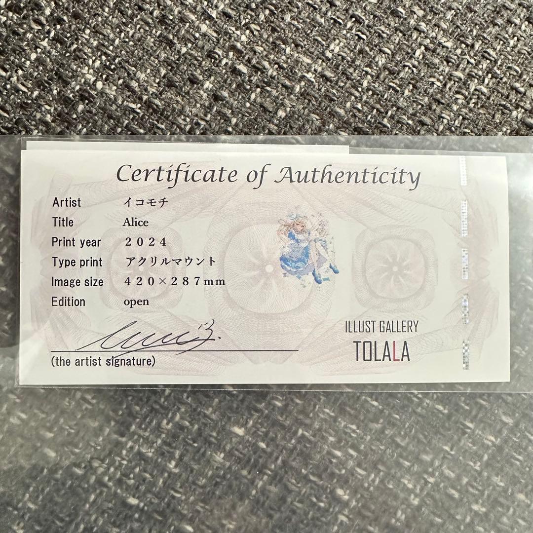 イコモチ Alice 直筆サイン入りアクリルマウント 証明書付き - メルカリ