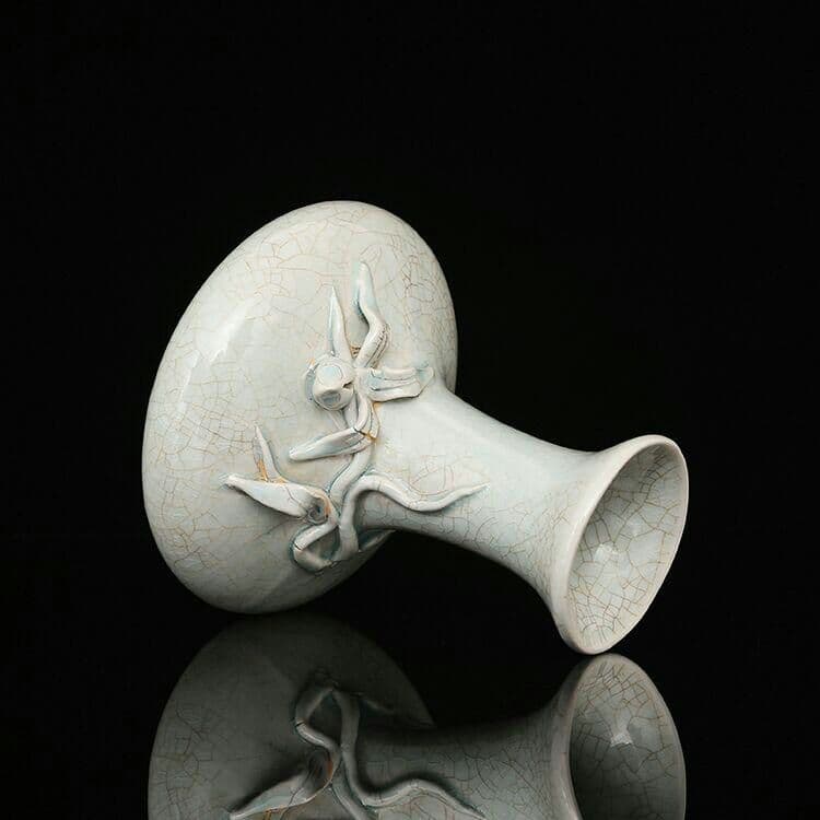 北宋の 湖田窯 影青釉 寿桃扁腹瓶 骨董磁器 古い物件q7