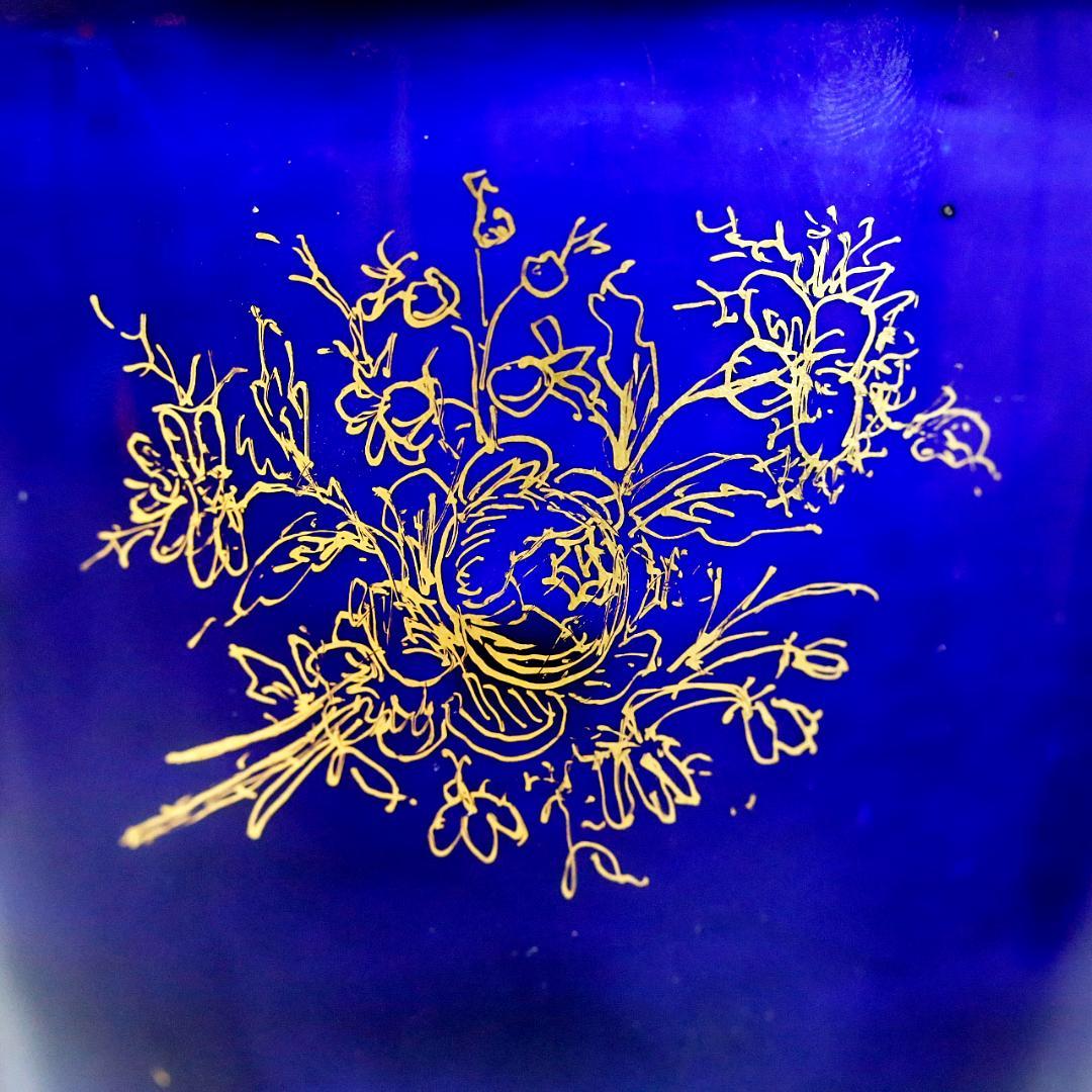 送料込み】ドレスデン 帆船 壺 蓋付き 飾り壺 コバルト 金彩 ①