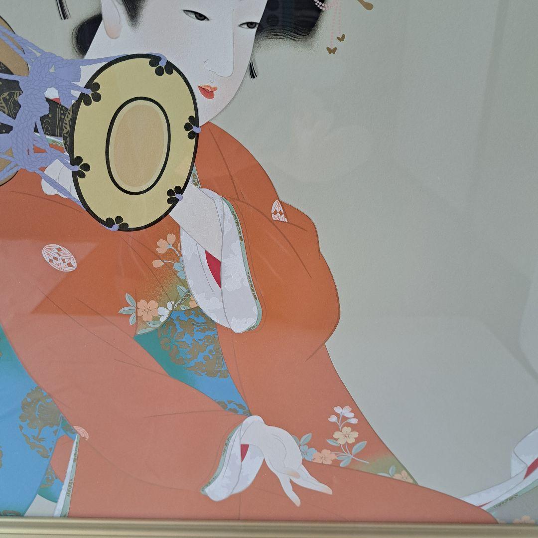 上村松園「鼓の音」シルクスクリーン 額装