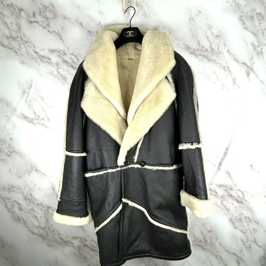 Daiya リアルムートン ナッパレザー　ブラック/クリーム コート