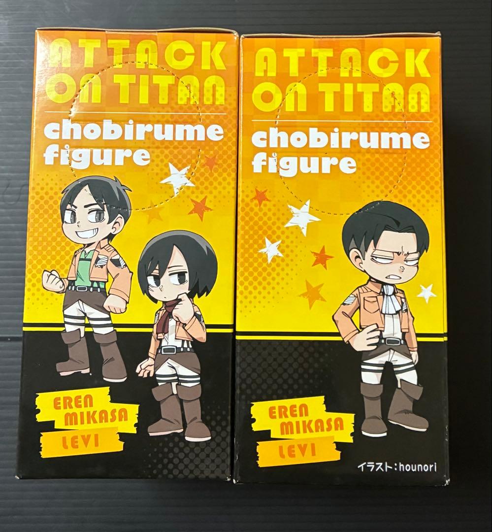 【希少】進撃の巨人 ちょびるめ フィギュア 2種セット エレン ミカサ