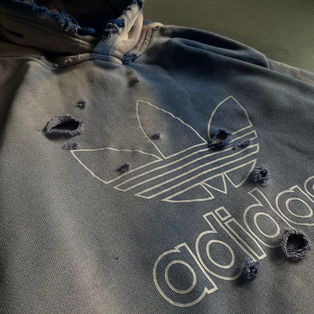 y2k“broken”超フェード“ターコイズ”2XO“boro hoodie