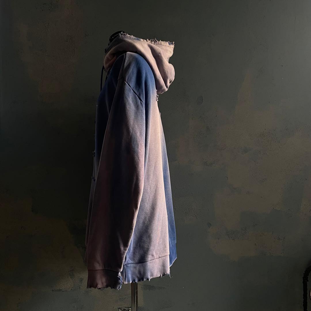 y2k“broken”超フェード“ターコイズ”2XO“boro hoodie