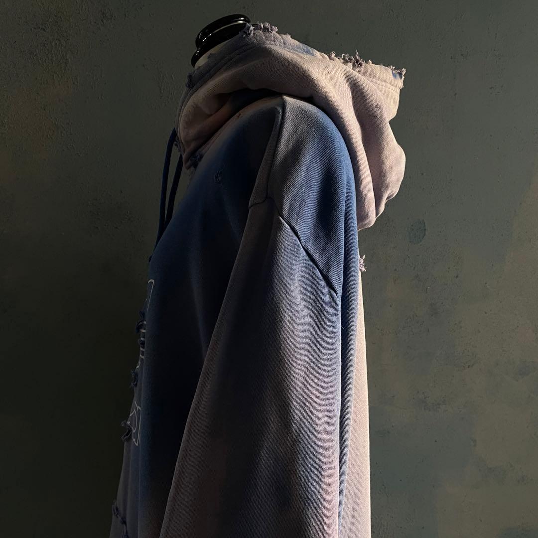 y2k“broken”超フェード“ターコイズ”2XO“boro hoodie