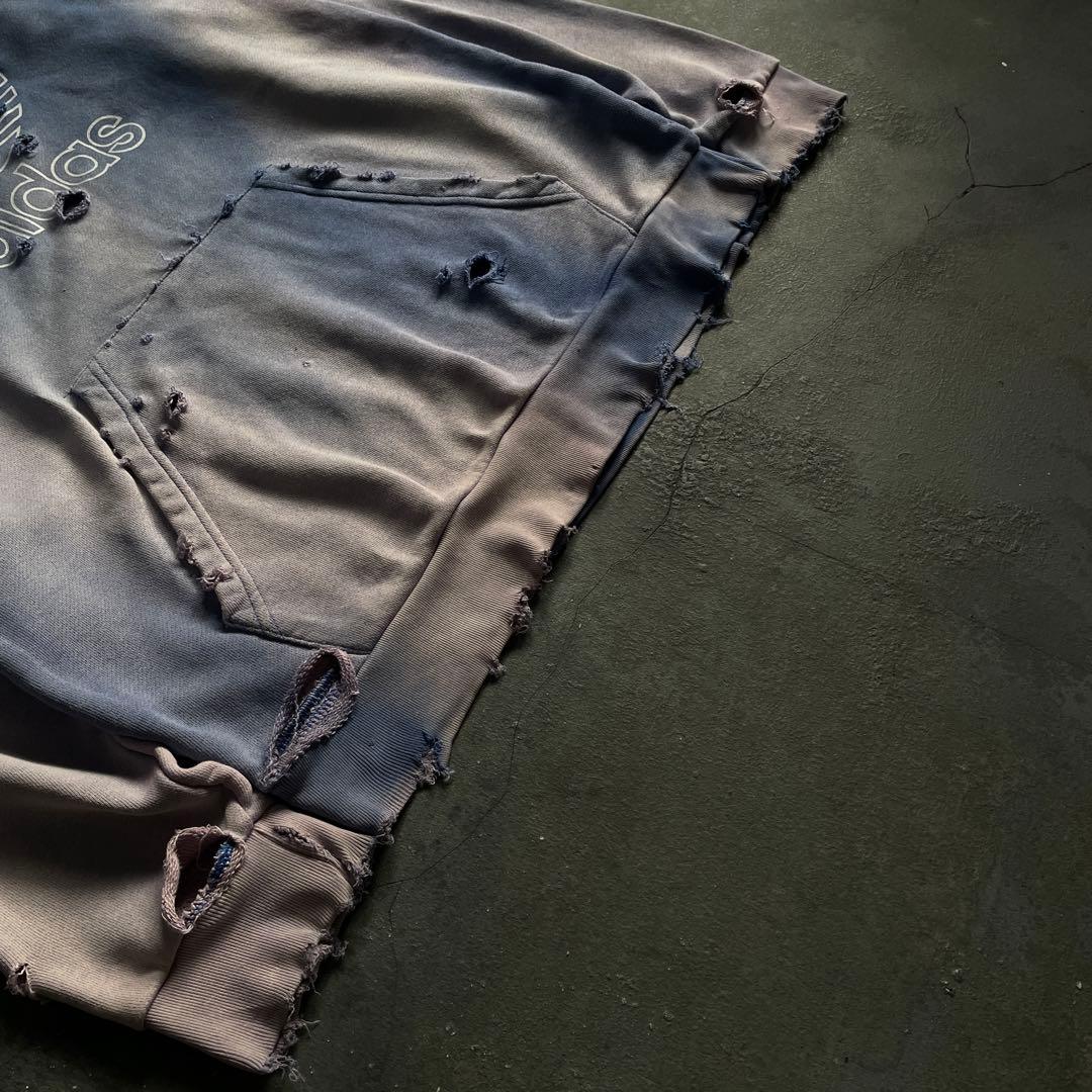 y2k“broken”超フェード“ターコイズ”2XO“boro hoodie