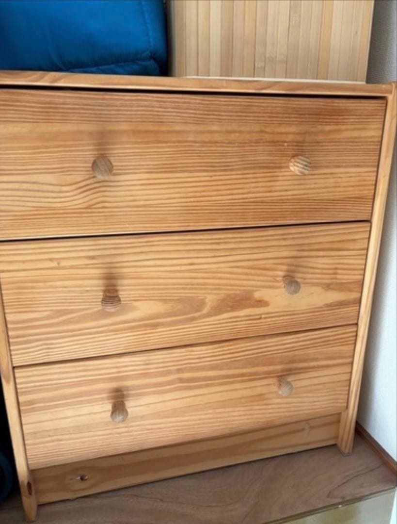 IKEA 木製チェスト 3段 ナチュラルウッド - メルカリ