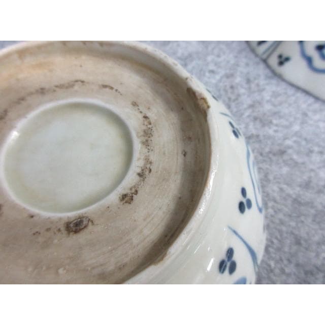 伊万里焼染付扇子に花図なます皿4枚 [B26030]