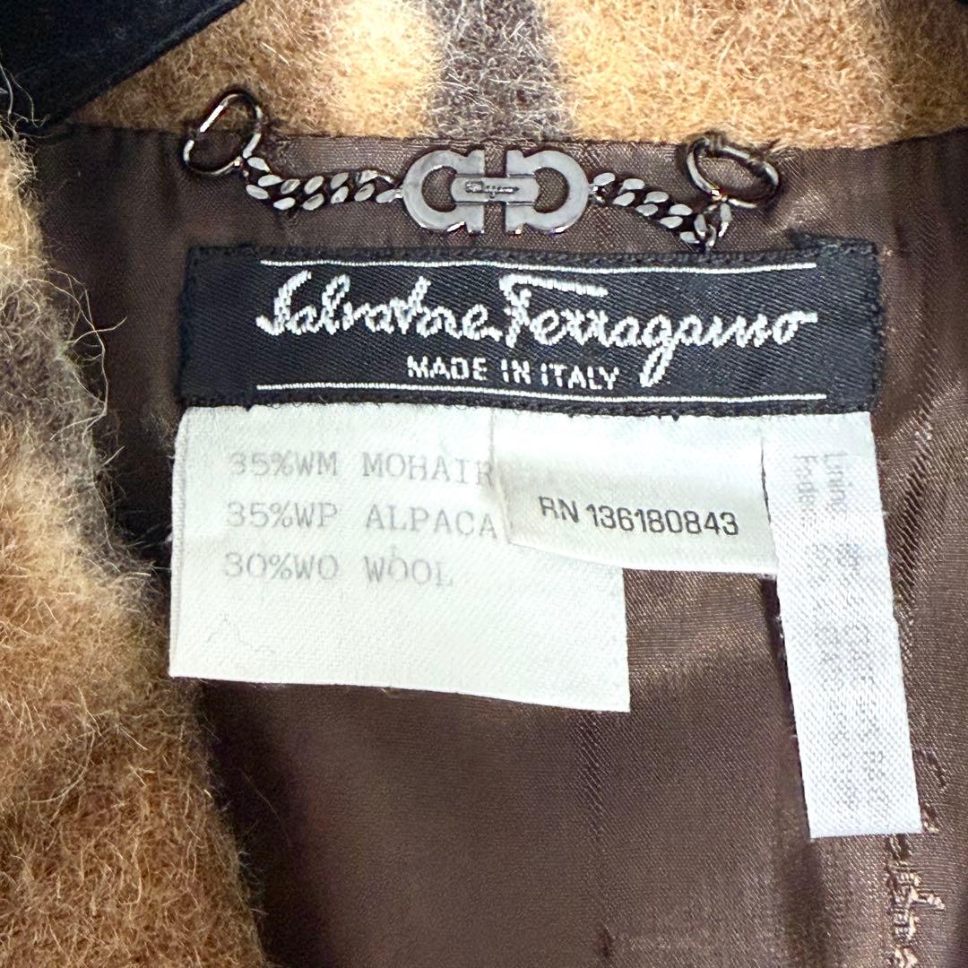 極美品】フェラガモ チェスターコート アルパカ混 モヘヤ混 マキシ丈