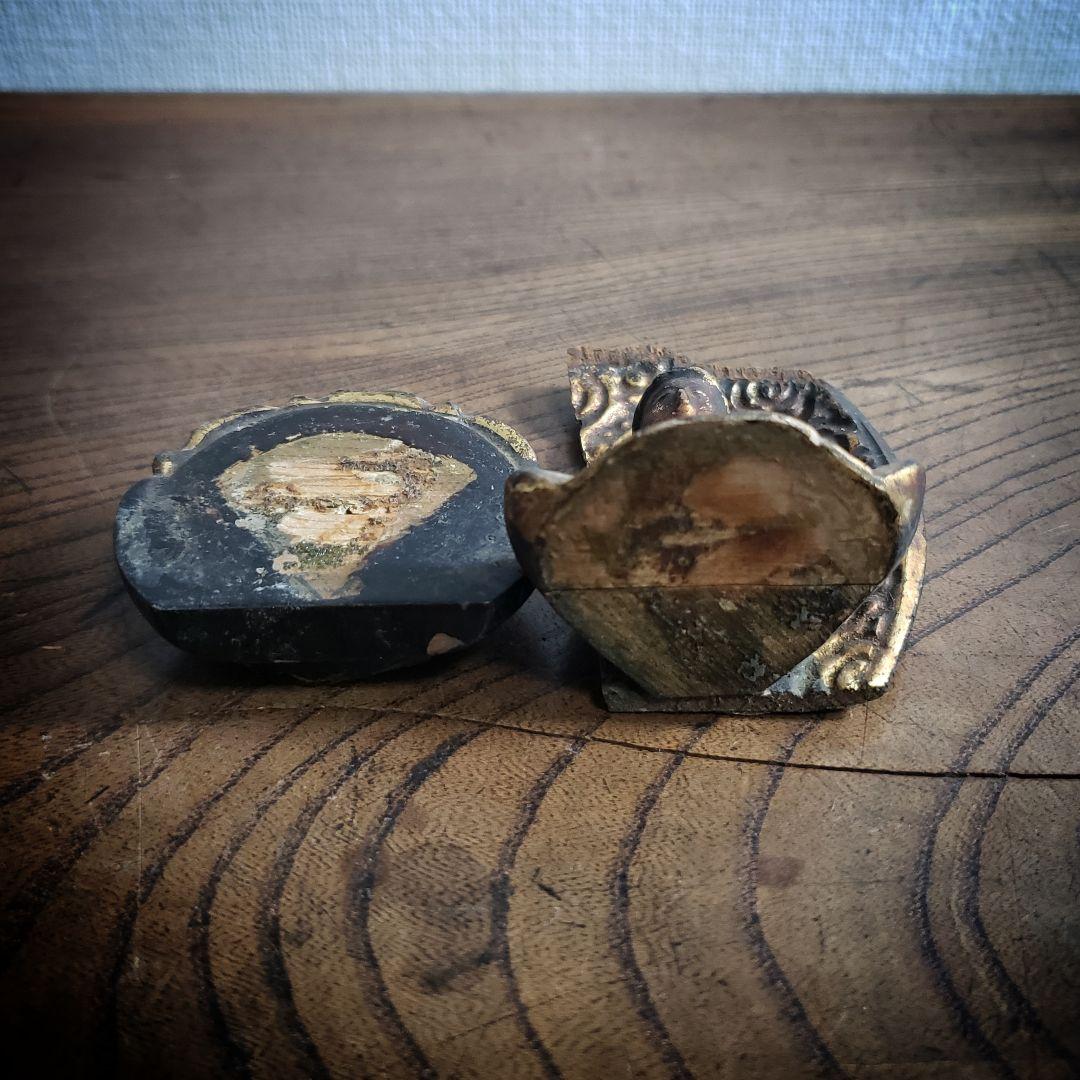 木彫 阿弥陀如来 坐像 台座 光背 小型 時代物 骨董 仏像 訳あり