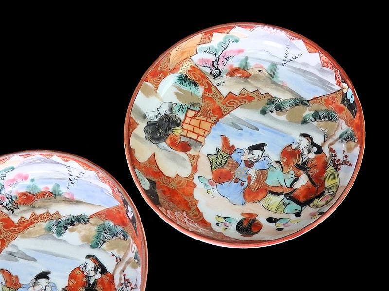 九谷焼　恵比寿大黒の図　橋田画　豆皿　手塩皿　２枚 　C502AS-fbra