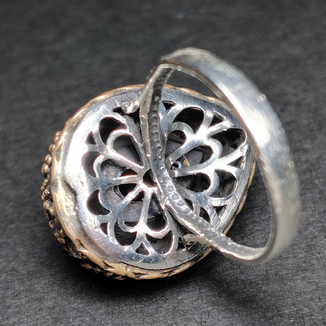 ヴィンテージリング　SILVER　トパーズ　ルビー　メレダイヤ