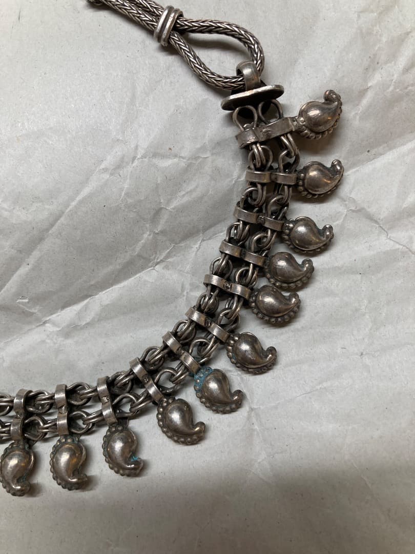 ヴィンテージ 伝統 インド ラジャスタン シルバー ネックレス 79.55g