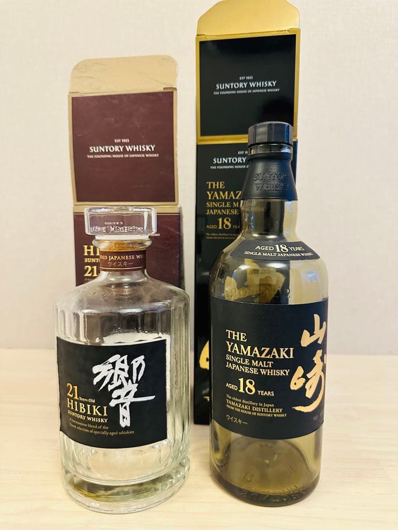 竹鶴17年空瓶1本竹鶴21年空瓶1本山崎空瓶1本空箱2箱白州NV空瓶1本空箱2箱