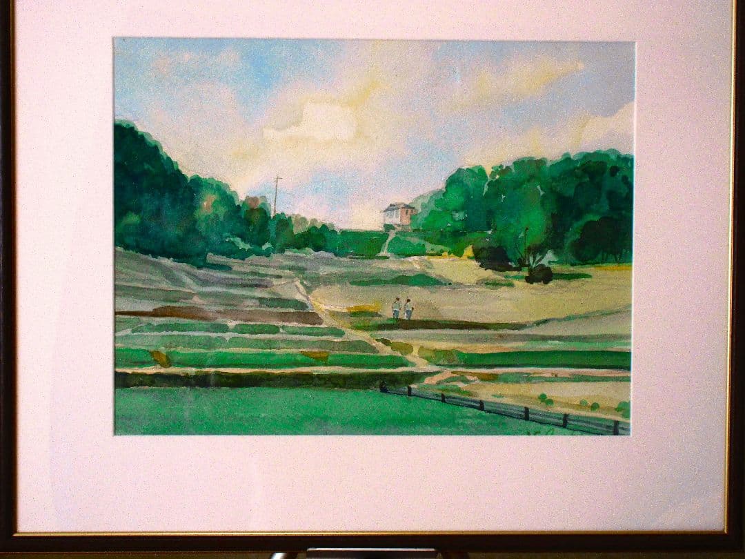 水彩画 田園風景 2018年 額装済み 原画
