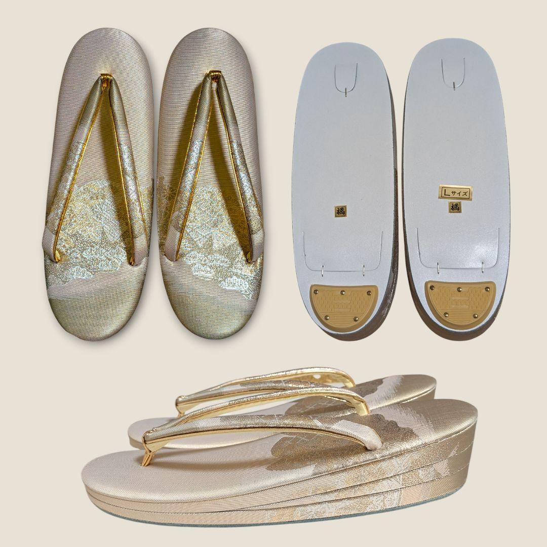 《未使用》佐賀錦　草履バッグセット　礼装　ゴールド×シルバー