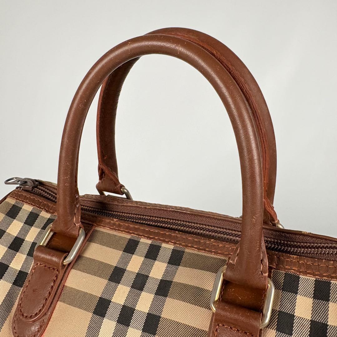 希少　月桂樹　バーバリーズ ハンドバッグ ミニボストン ノバチェック キャンバス