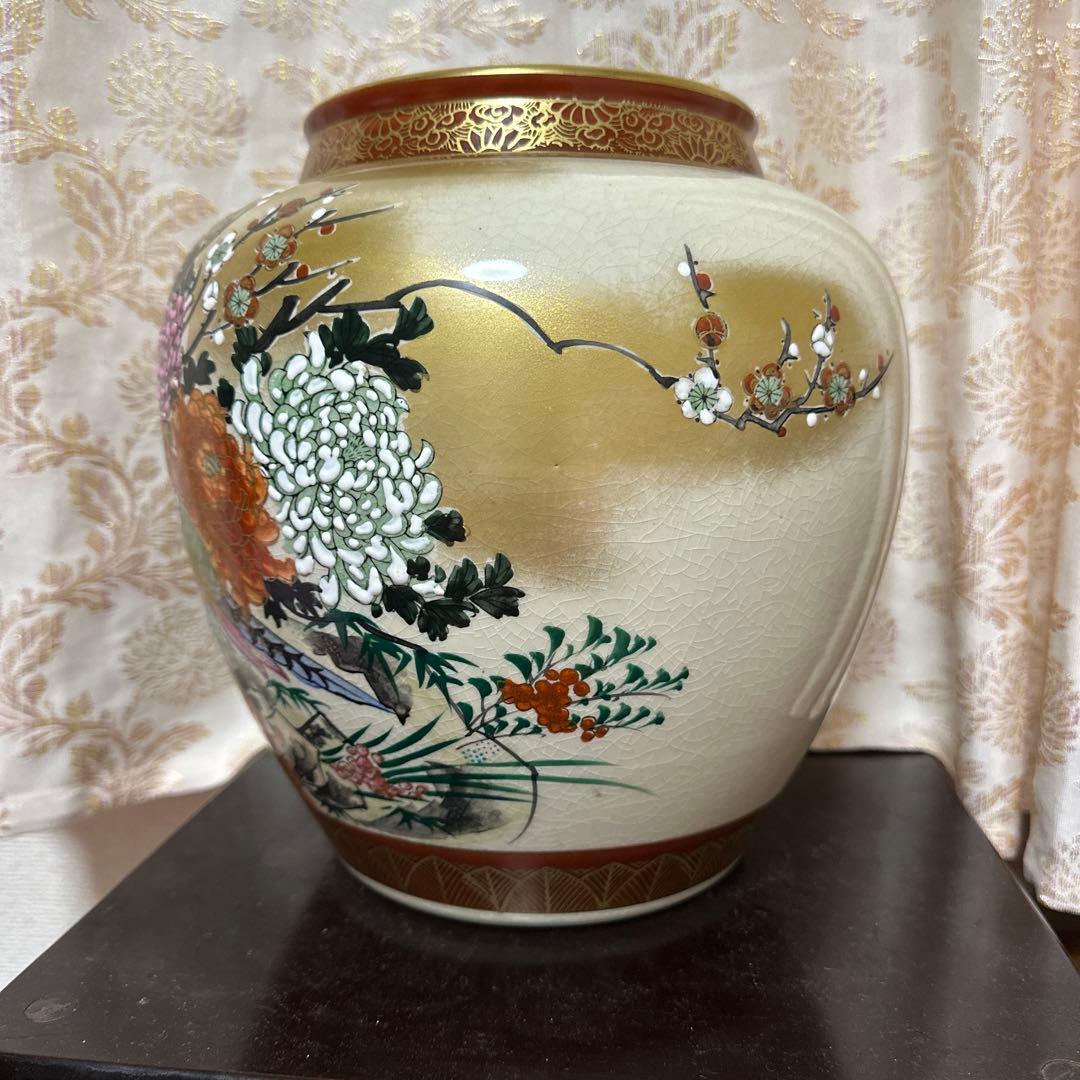 九谷焼 花瓶 壺 金彩 花鳥図 九谷洋山 年代品 - メルカリ
