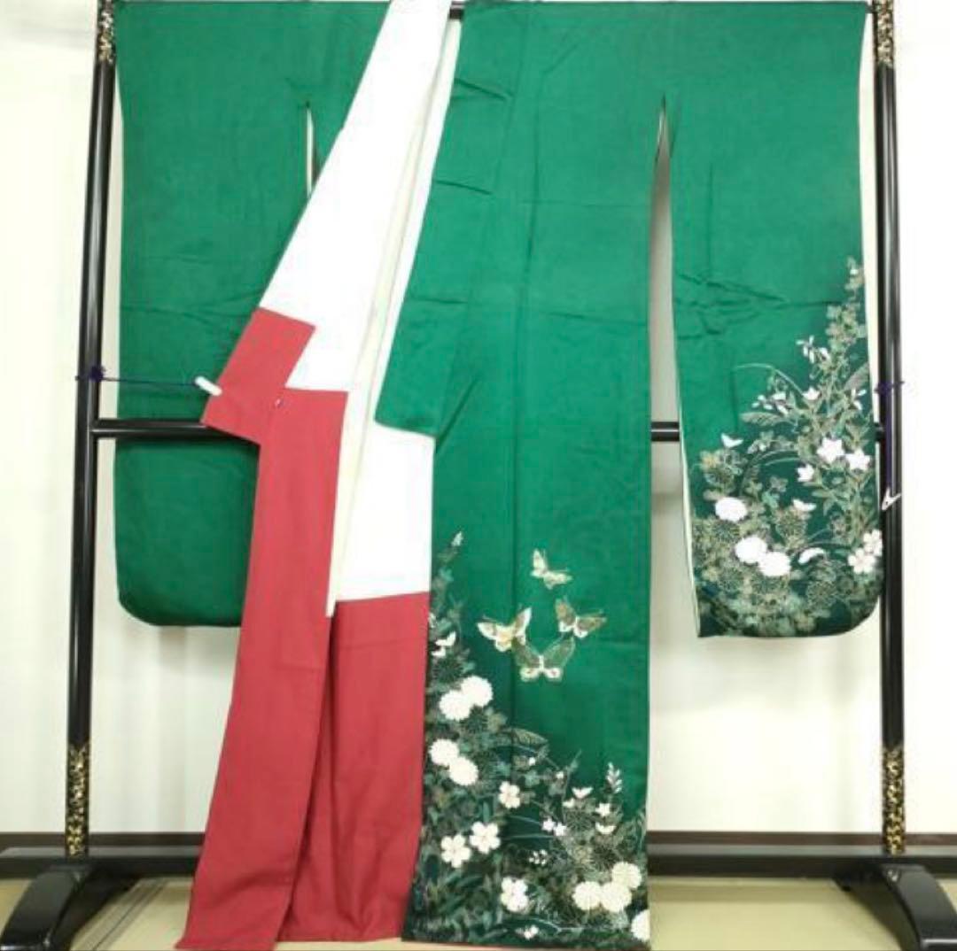 振袖 フルセット6点サイズM〜L花蝶文 金銀彩 正絹 振袖