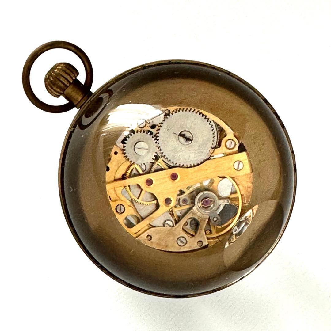 球体ガラス 置時計 デスクウォッチ アンティーク 希少 球形ガラス