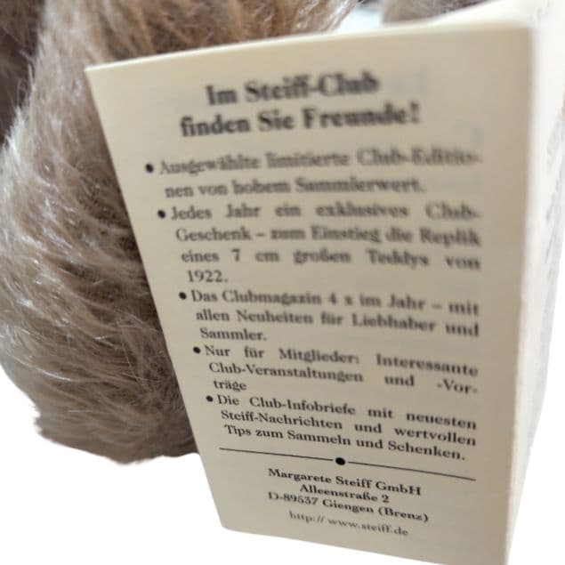 シュタイフ　クラシックテディベア25 モヘアウォッシャブル　定価約5万円ドイツ製