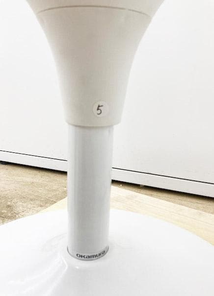 オカムラ 患者用チェア ⑤　布張り 背付 円盤脚 座面回転　ライトブルー