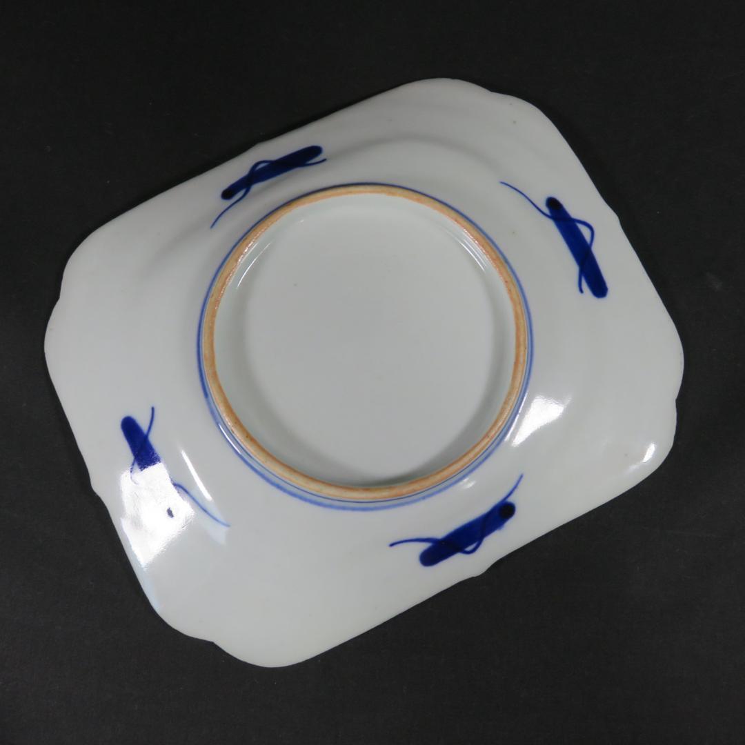 角皿 赤絵 色絵 金彩 松竹梅 4枚 唐草 明治前後